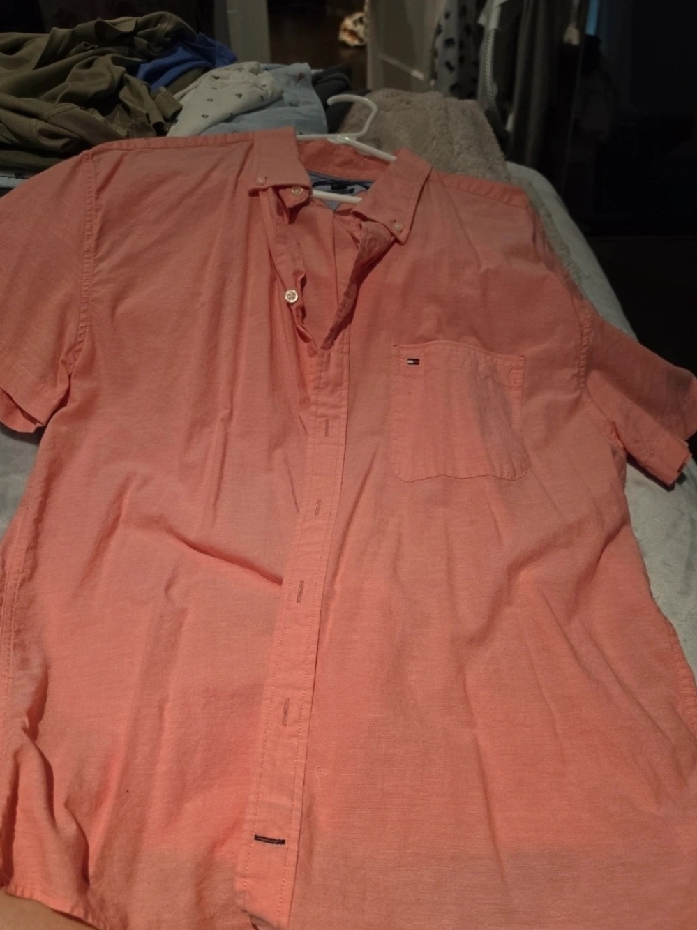 Tommy Hilfiger Coral Short-Sleeve Button-Down Shirt